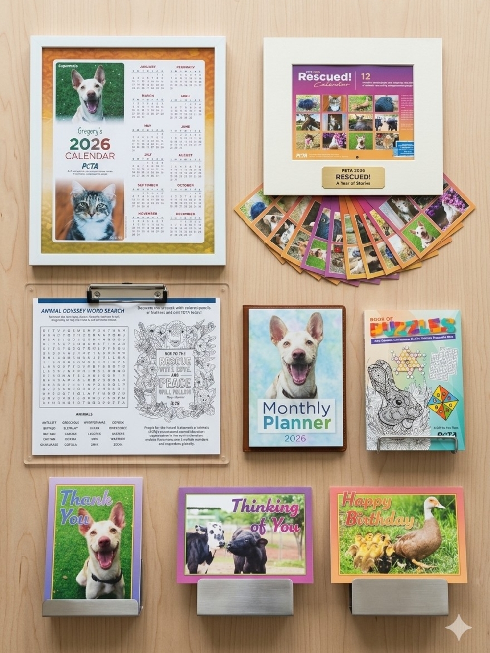 2026 Monthly Planner & Pet Calendar Set - Bright Purple & Teal Accents